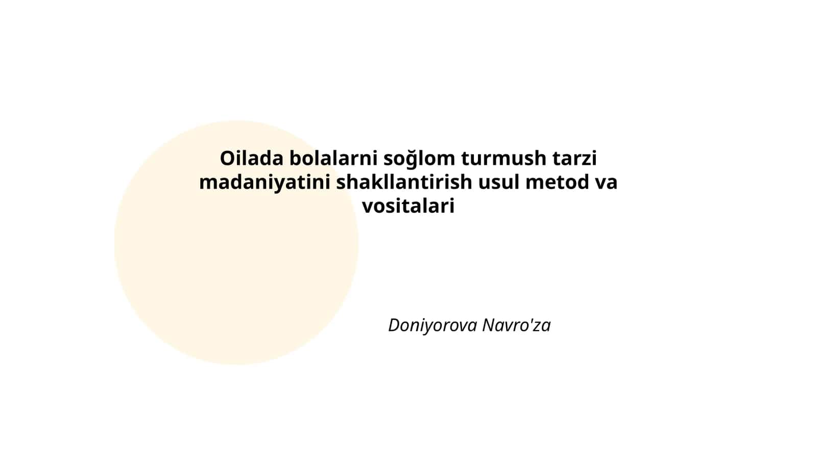 Sog‘lom ovqatlanish odatlarini shakllantirish