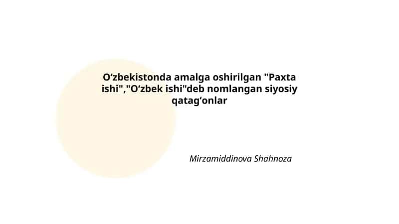 Paxta ishi va Oʻzbek ishi