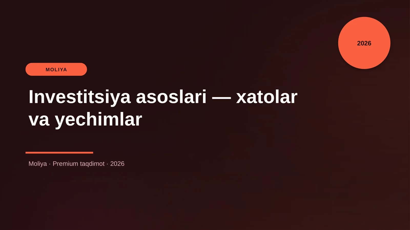 Investitsiya asoslari — xatolar va yechimlar
