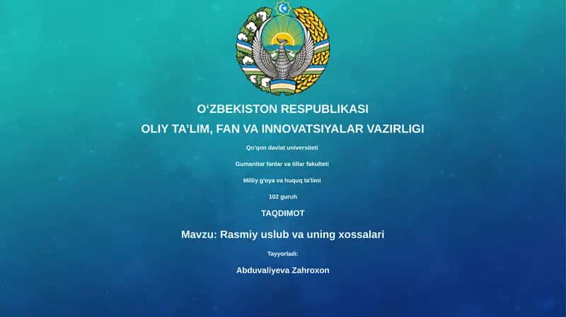 Rasmiy uslub va uning xossalari