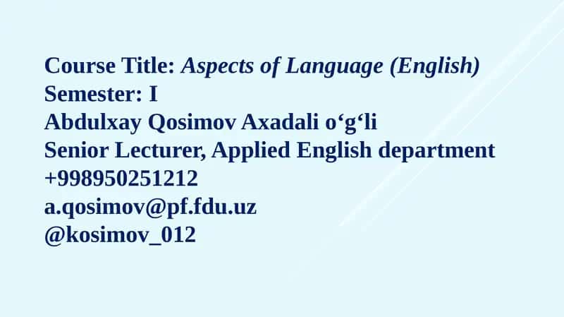 Aspects of Language (English)