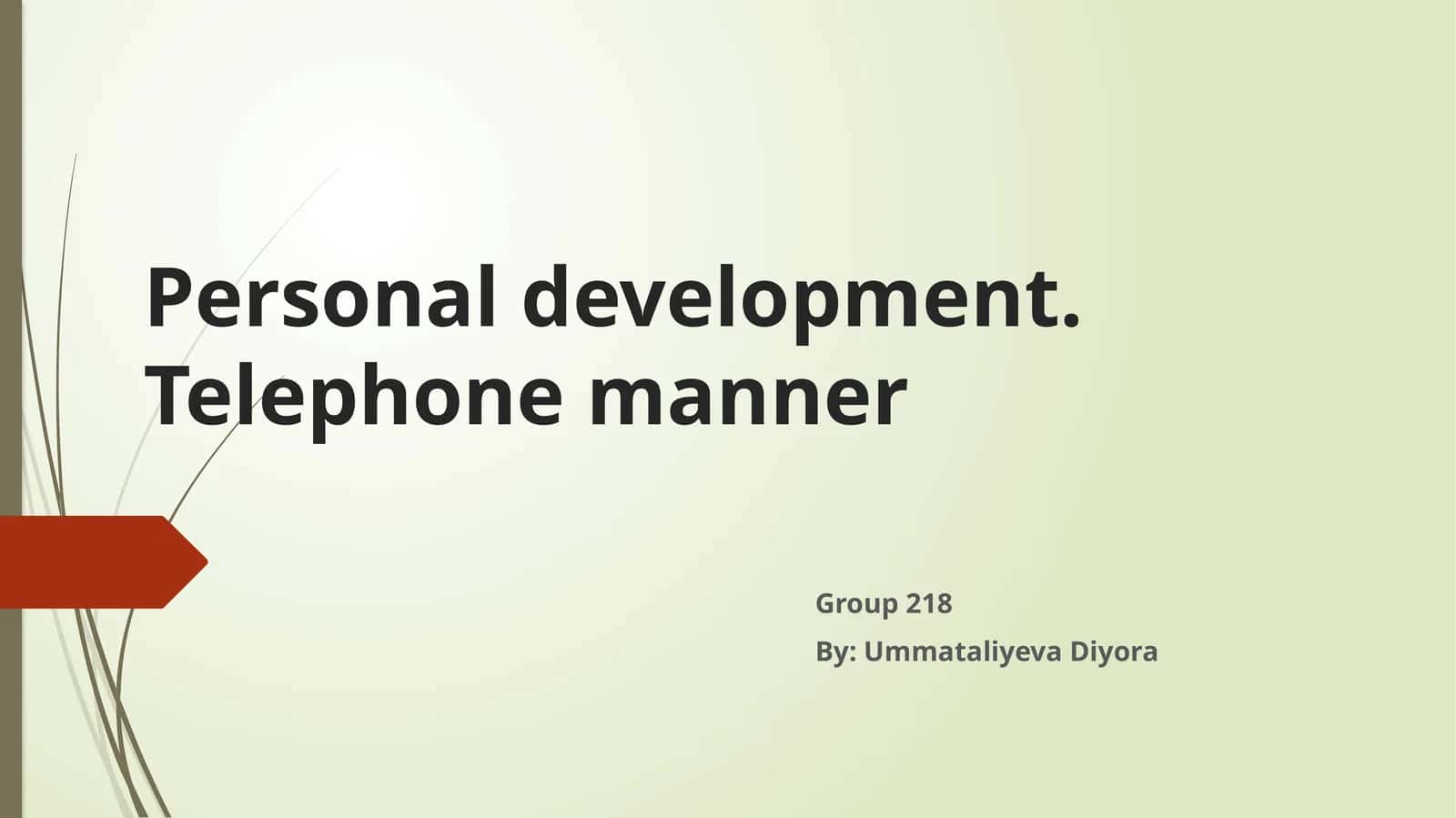 Personal development. Telephone manner