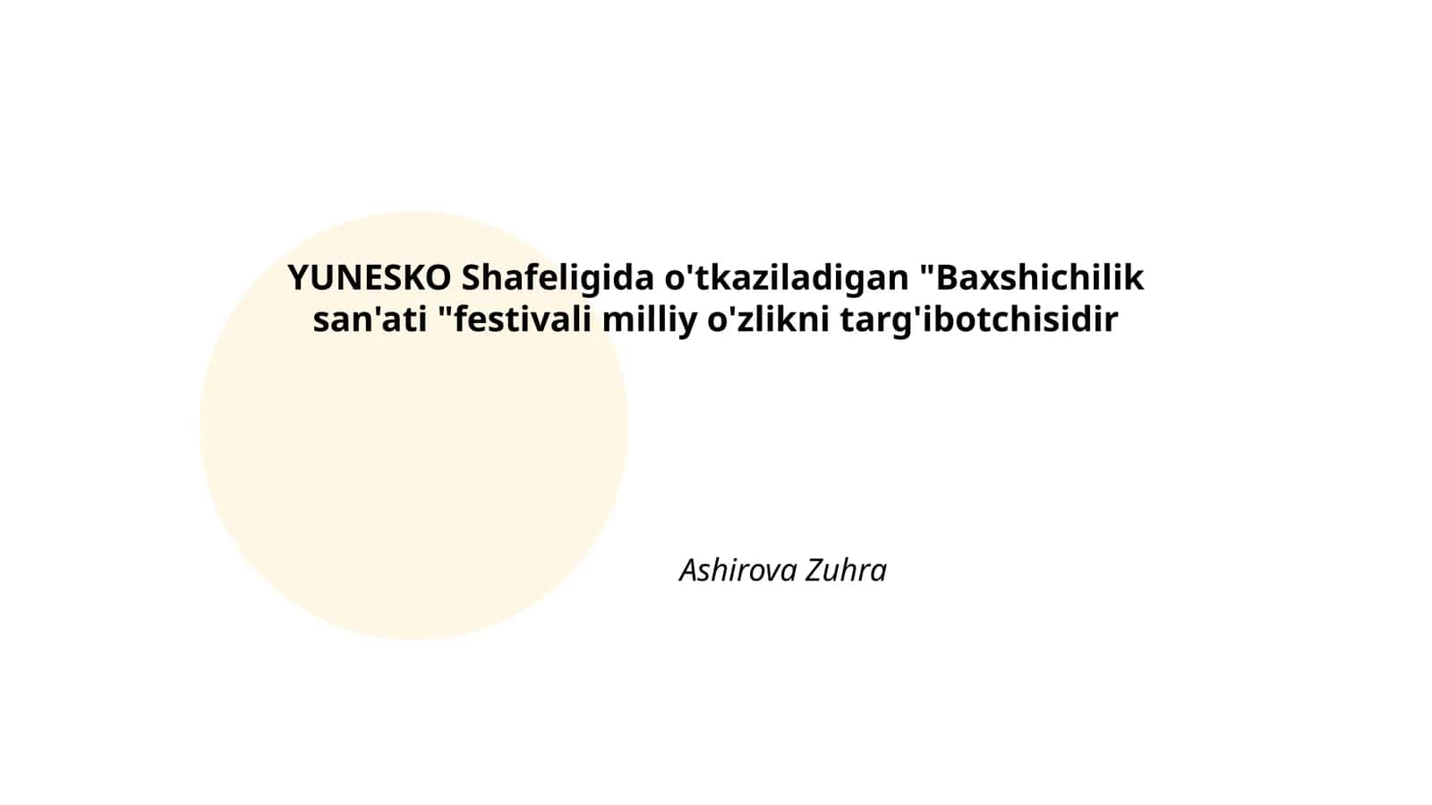 "Baxshichilik san'ati" festivali
