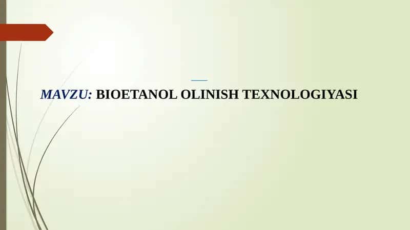 BIOETANOL OLINISH TEXNOLOGIYASI
