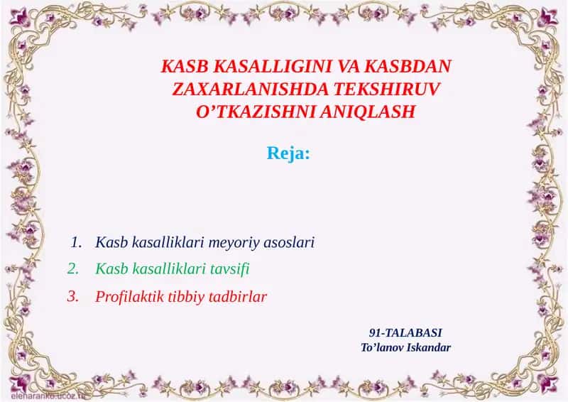 Kasbkasalliklarimeyoriyasoslari