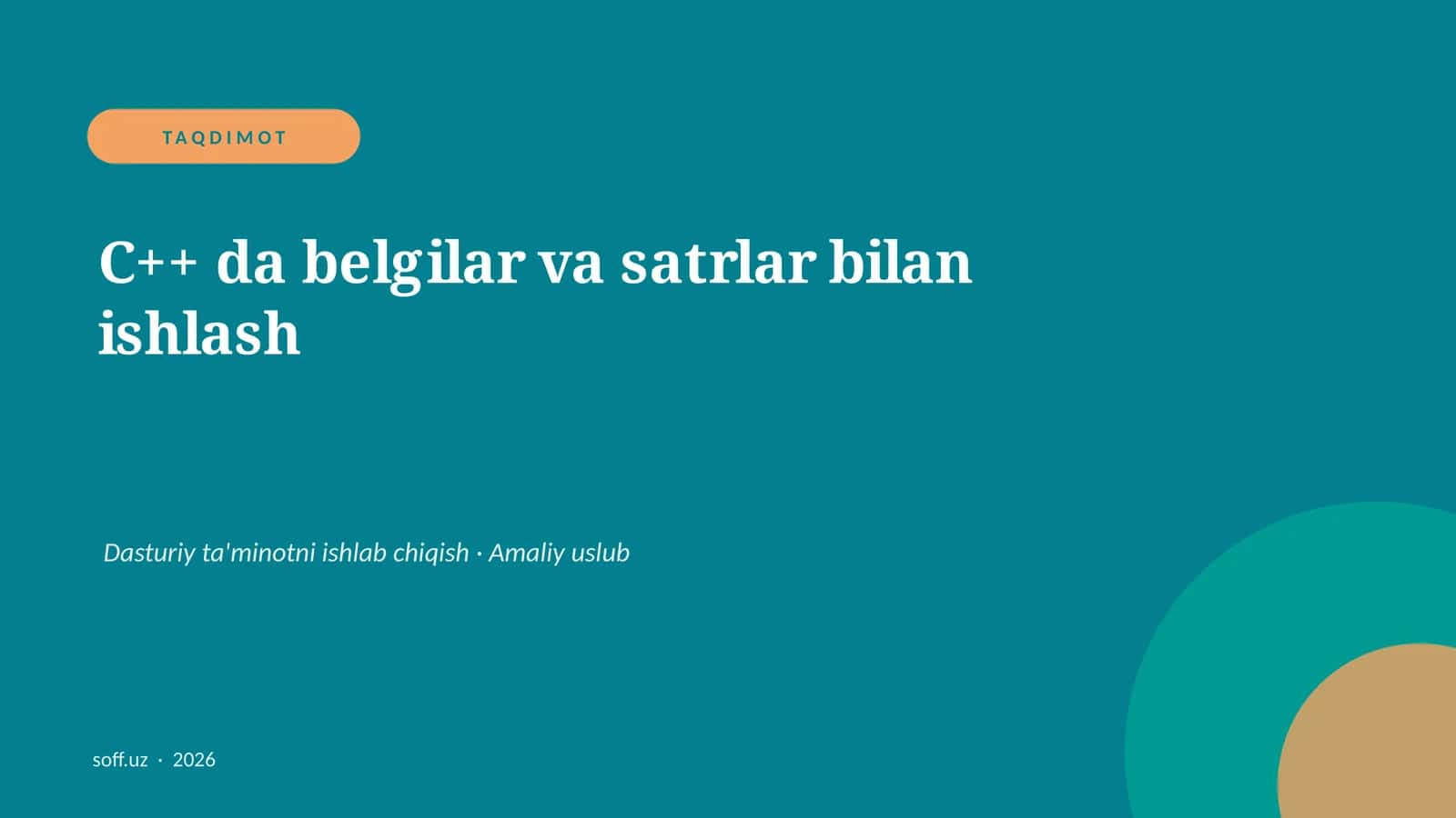 C++ da belgilar va satrlar bilan ishlash