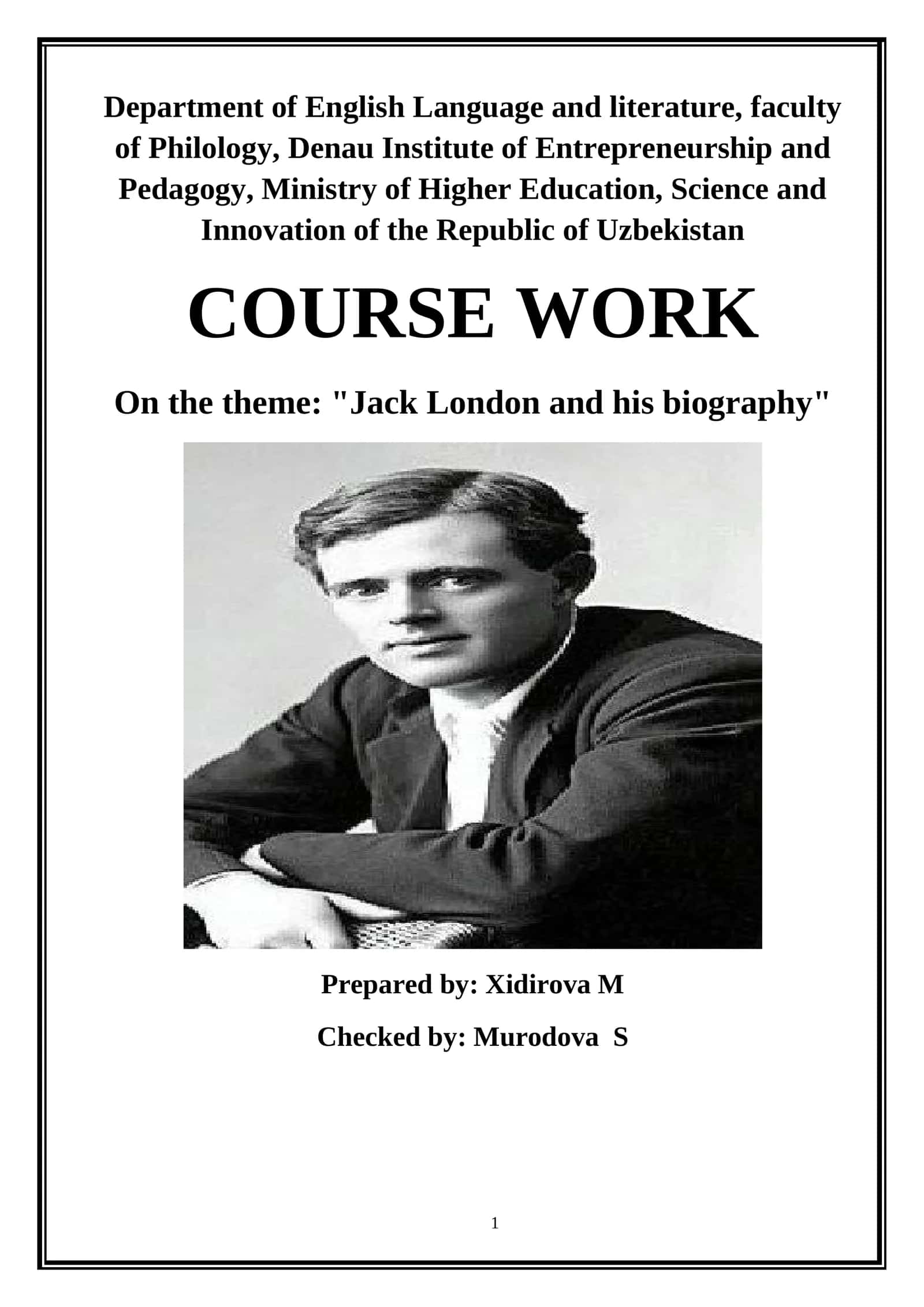Course Work on "Jack London and his biography"