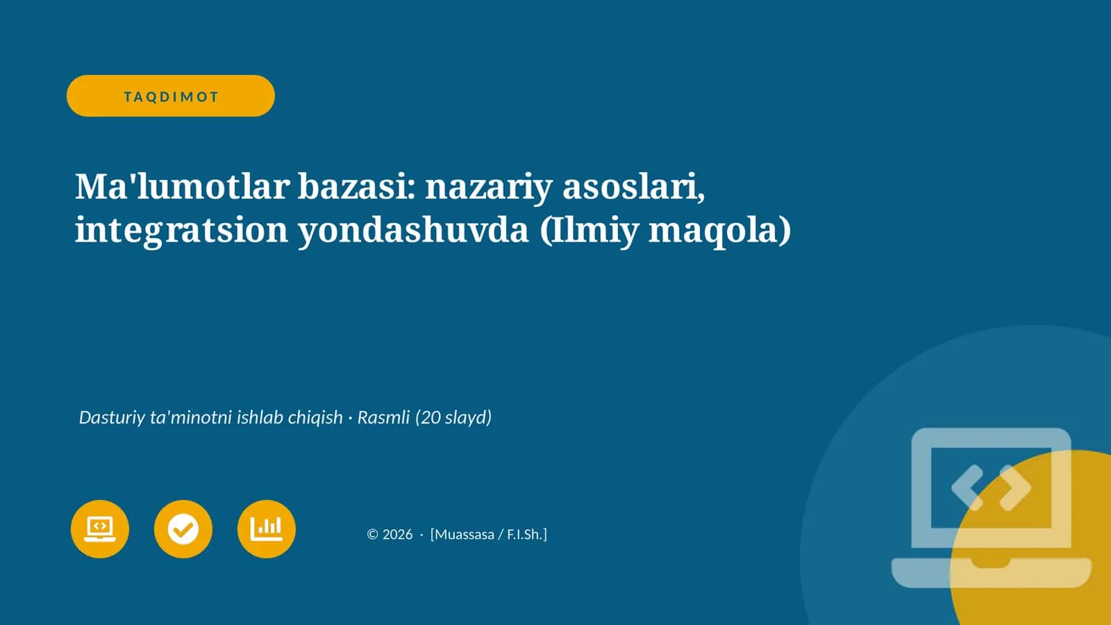 Ma'lumotlar bazasi: nazariy asoslari, integratsion yondashuvda (Ilmiy maqola)