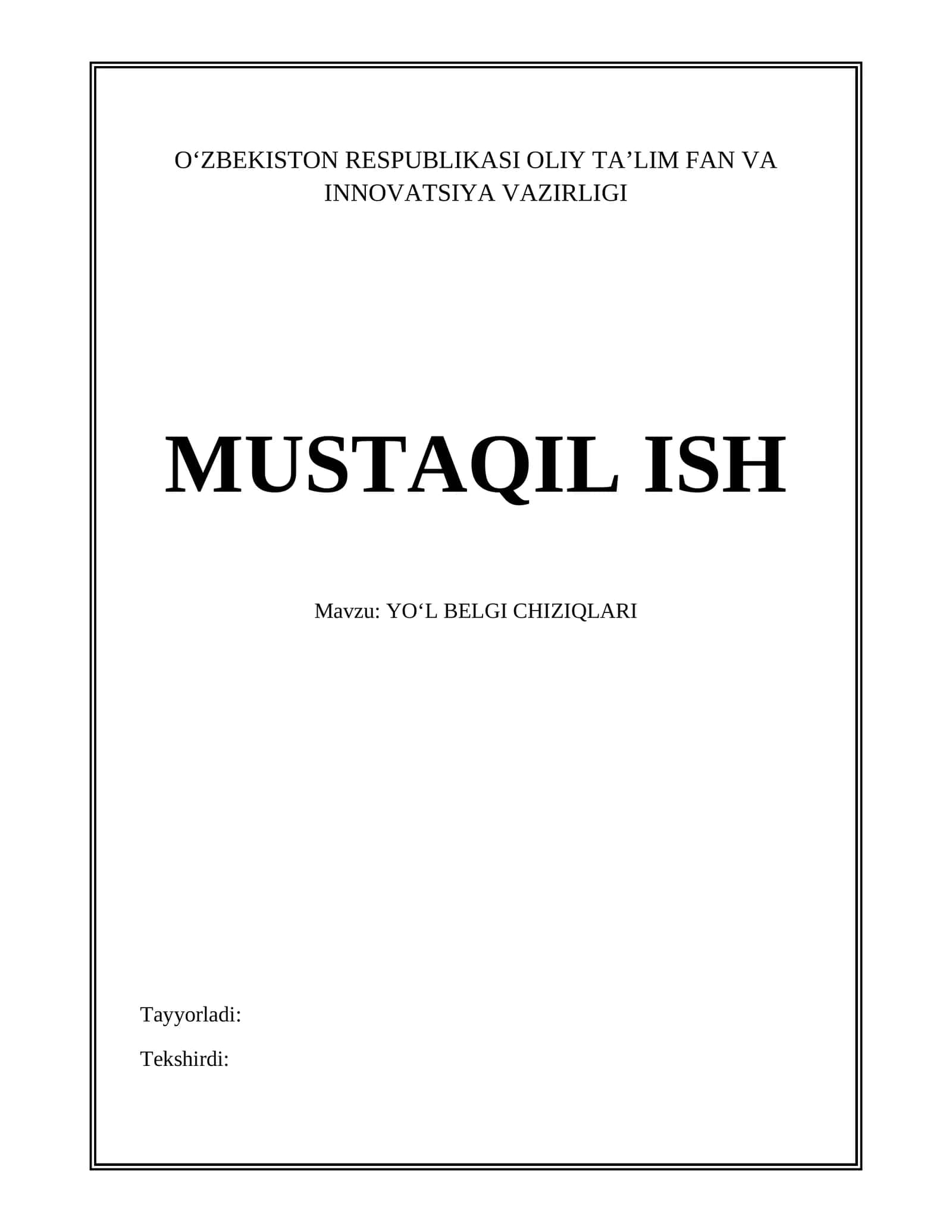 YOʻL BELGI CHIZIQLARI