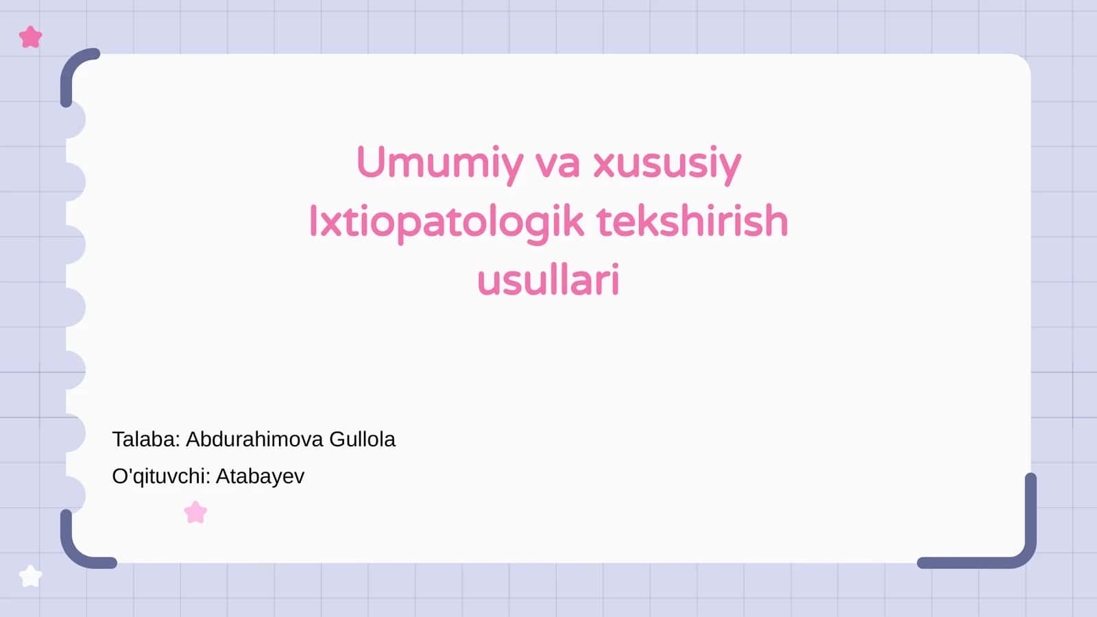 Umumiy va xususiy Ixtiopatologik tekshirish usullari