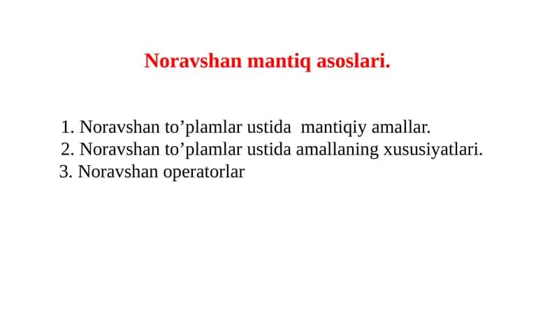 Noravshan mantiq asoslari