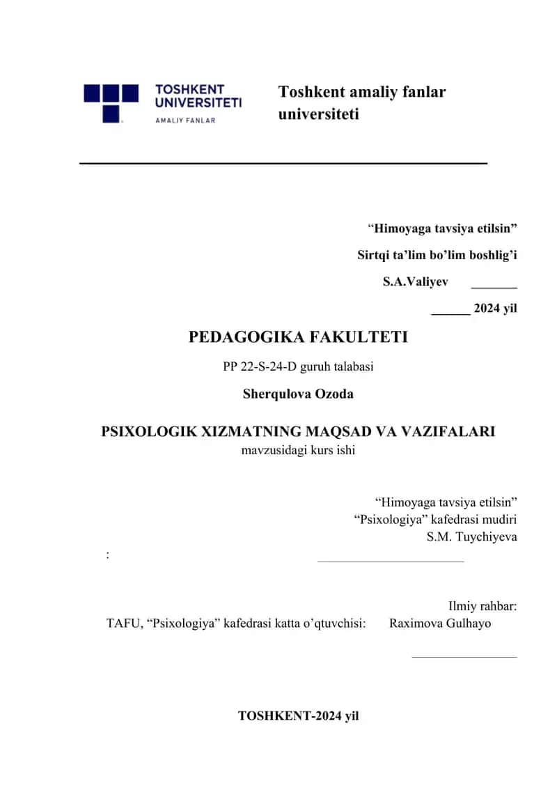 psixologik xizmat maqsad va vazifasi.