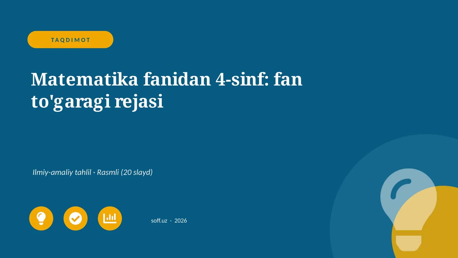 Matematika fanidan 4-sinf: fan to'garagi rejasi