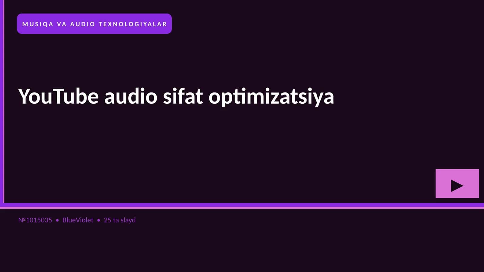 MUSIQA VA AUDIO TEXNOLOGIYALAR