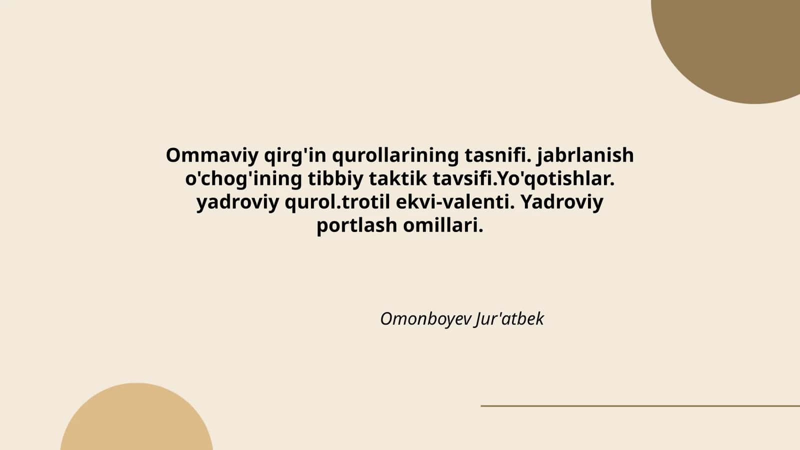 Ommaviy qirg'in qurollarining tasnifi