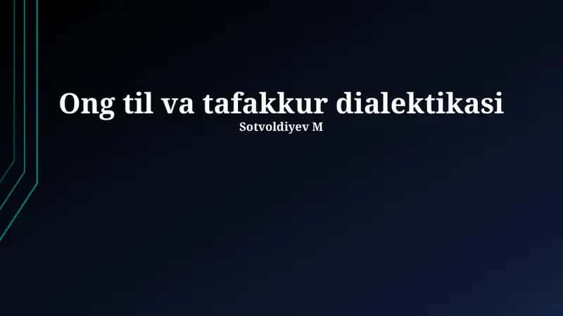 Ong til va tafakkur dialektikasi