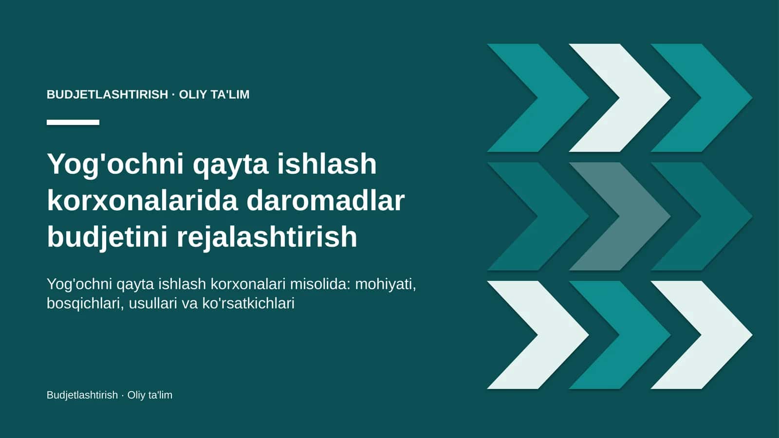 Yog'ochni qayta ishlash korxonalarida daromadlar budjetini rejalashtirish