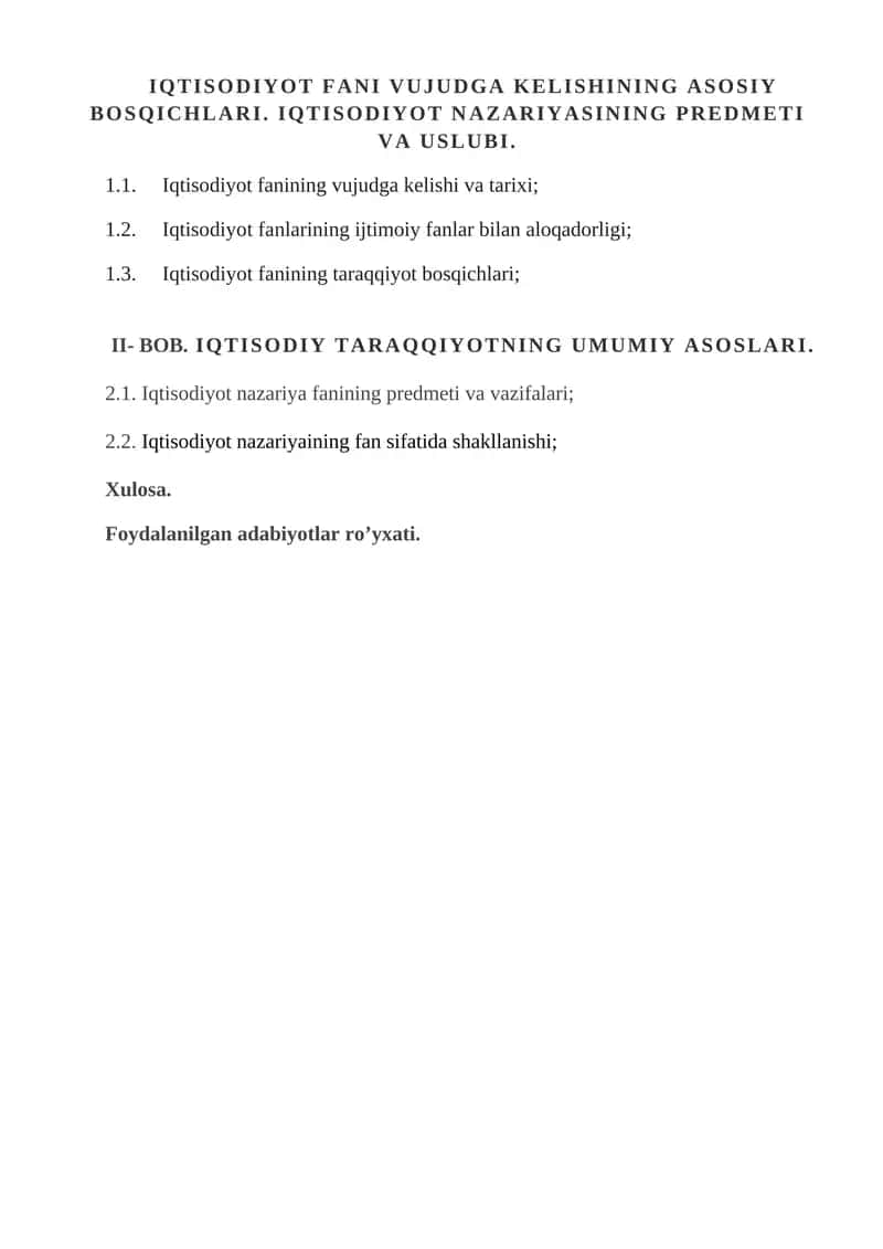 Iqtisodiyot fanining vujudga kelishining nazariy asoslari. Iqtisodiyot nazariyasining asosiy predmeti 1