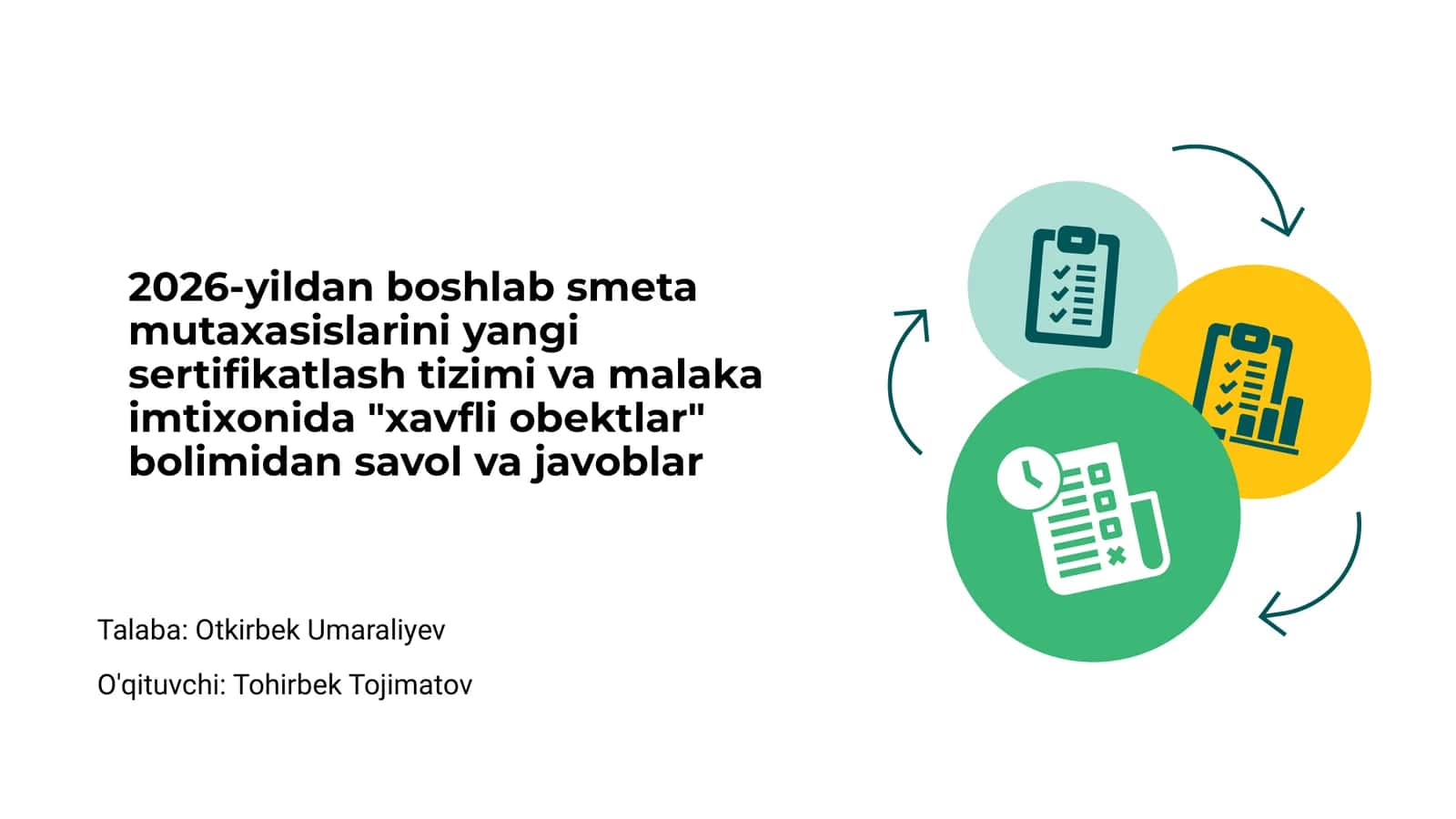 Smeta Mutaxassislarining Sertifikatlash Tizimi 2026