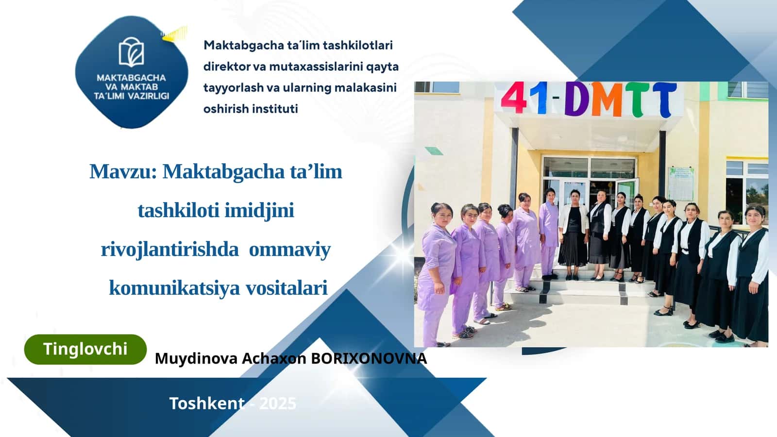 Maktabgachata’lim tashkilotlari direktor va mutaxassislarini qayta tayyorlash va ularning malakasini oshirish instituti