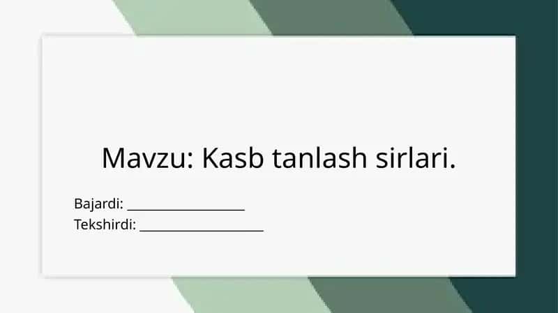 Kasb tanlash sirlari