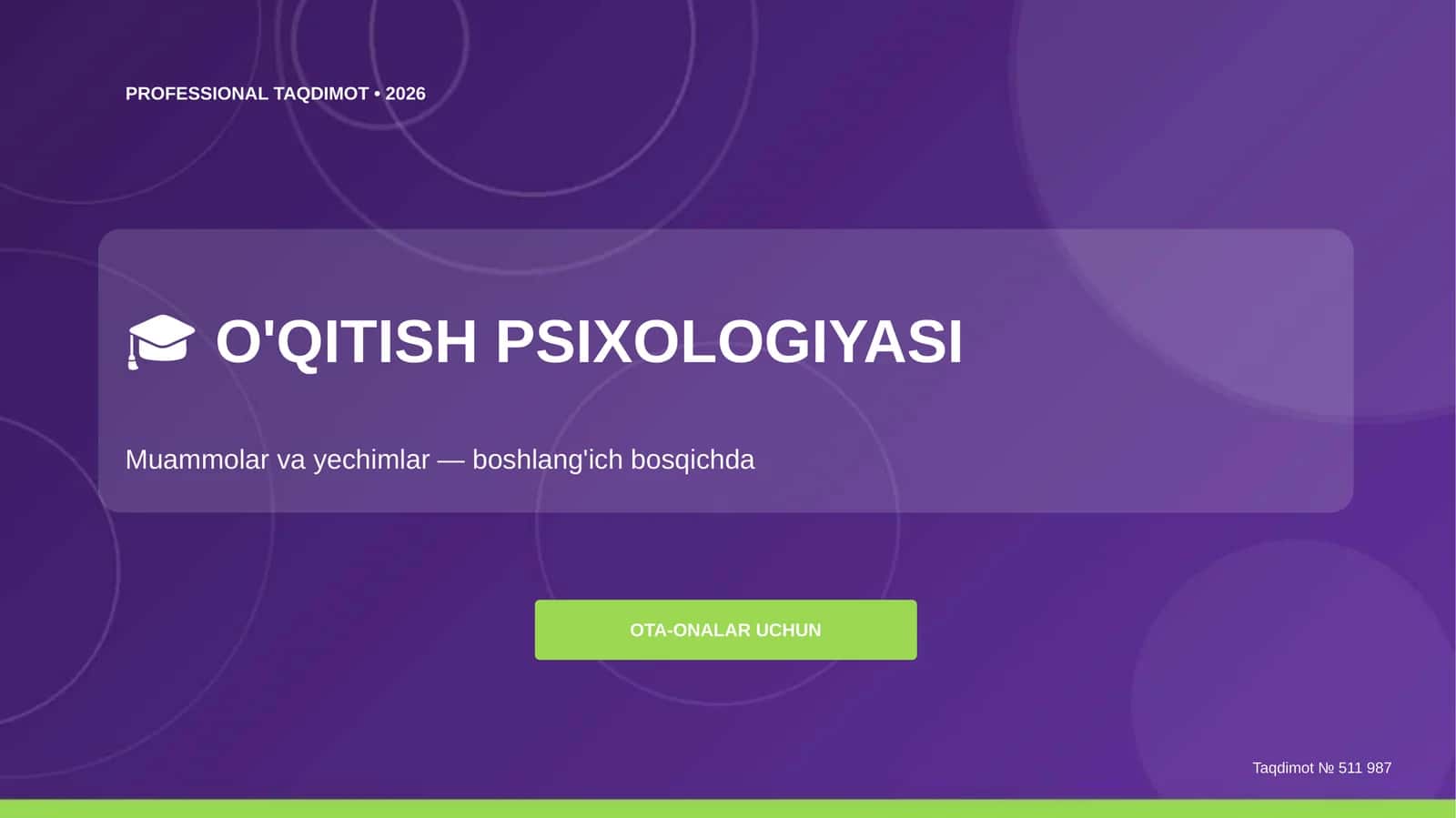 O'QITISH PSIXOLOGIYASI