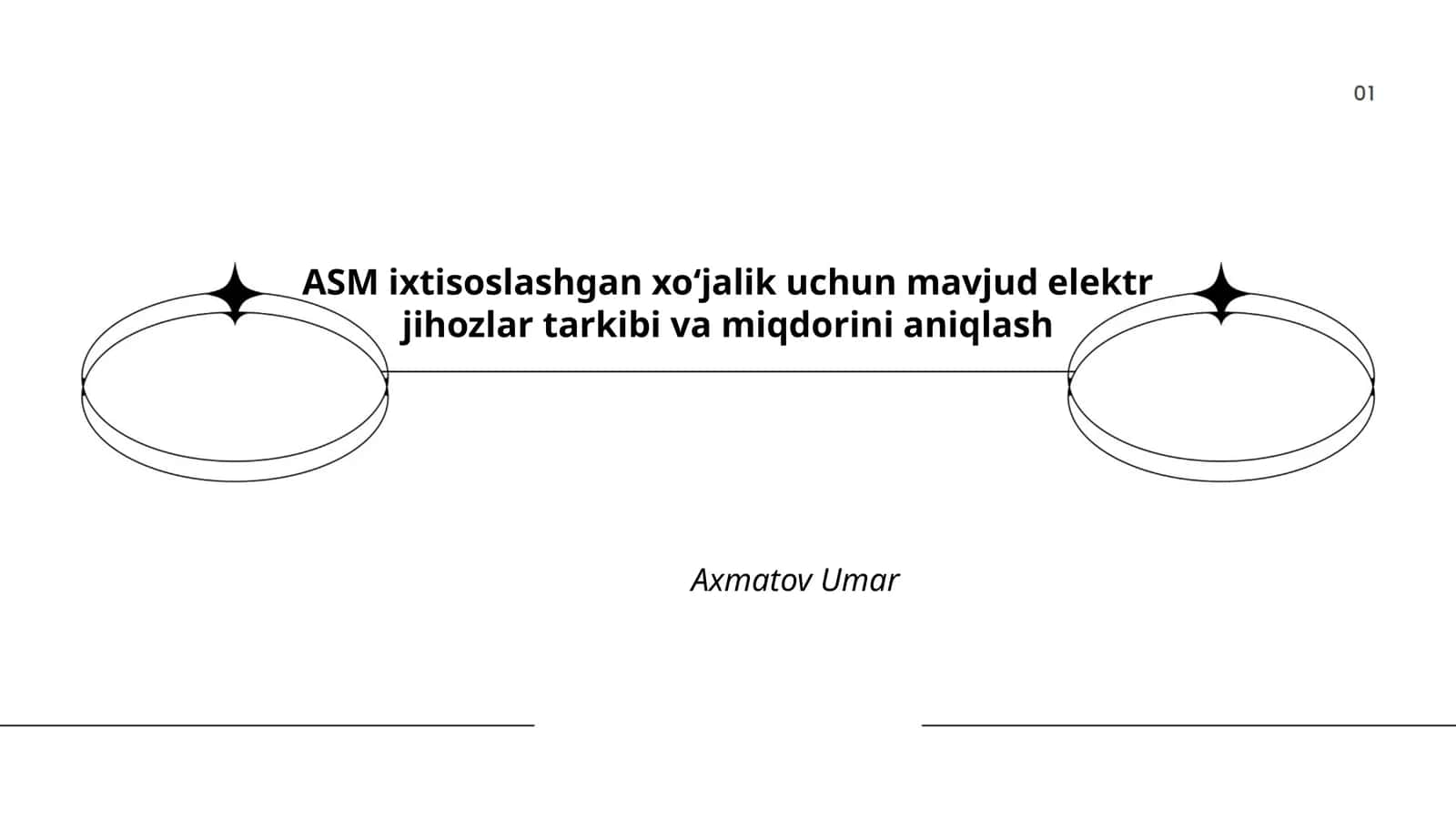 ASM ixtisoslashgan xoʻjalik uchun mavjud elektr jihozlar tarkibi va miqdorini aniqlash