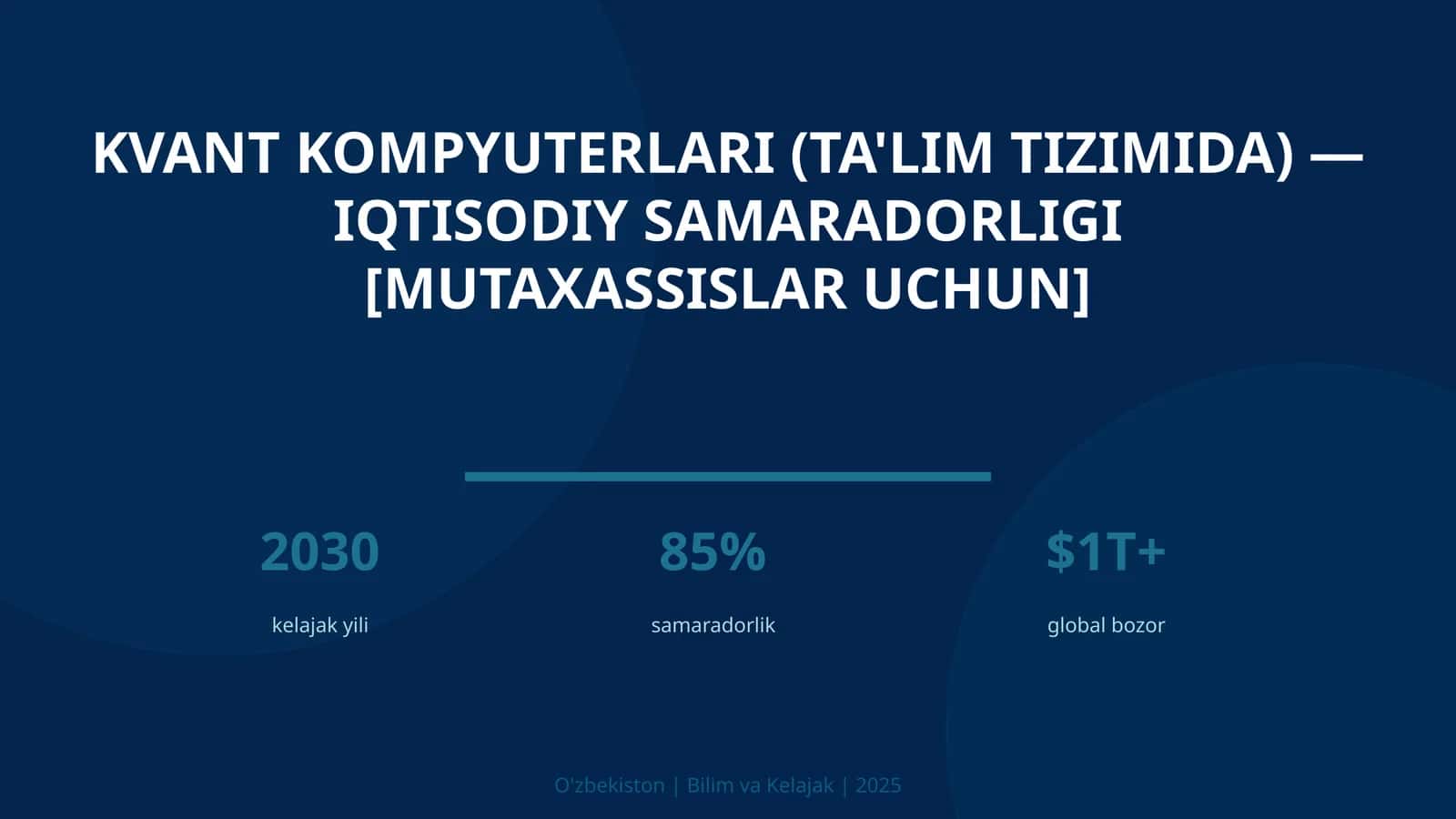 Kvant Kompyuterlari (Ta'lim Tizimida) - Iqtisodiy Samaradorligi [Mutaxassislar Uchun]