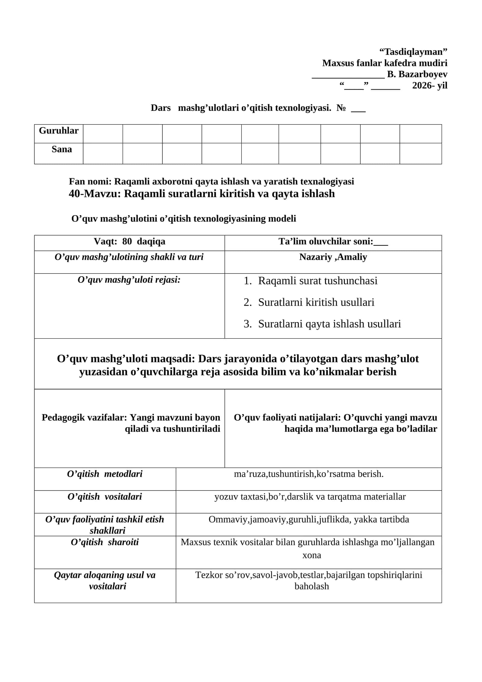 Raqamli axborotni qayta ishlash va yaratish texnalogiyasi