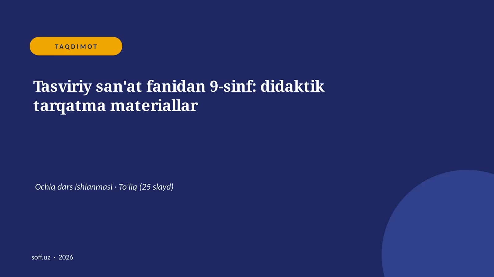 Tasviriy san'at fanidan 9-sinf: didaktik tarqatma materiallar