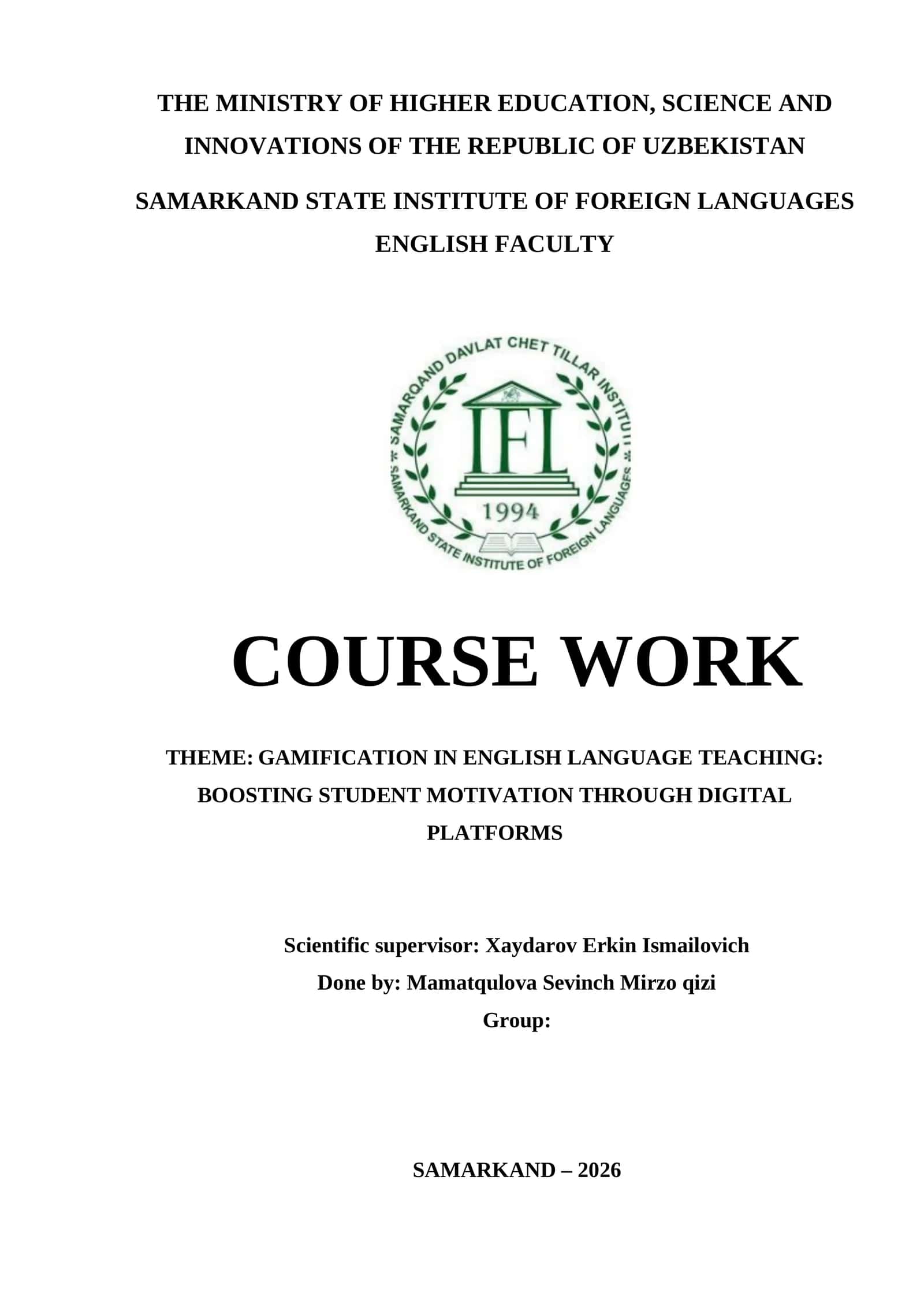 GAMIFICATION IN ENGLISH LANGUAGE TEACHING