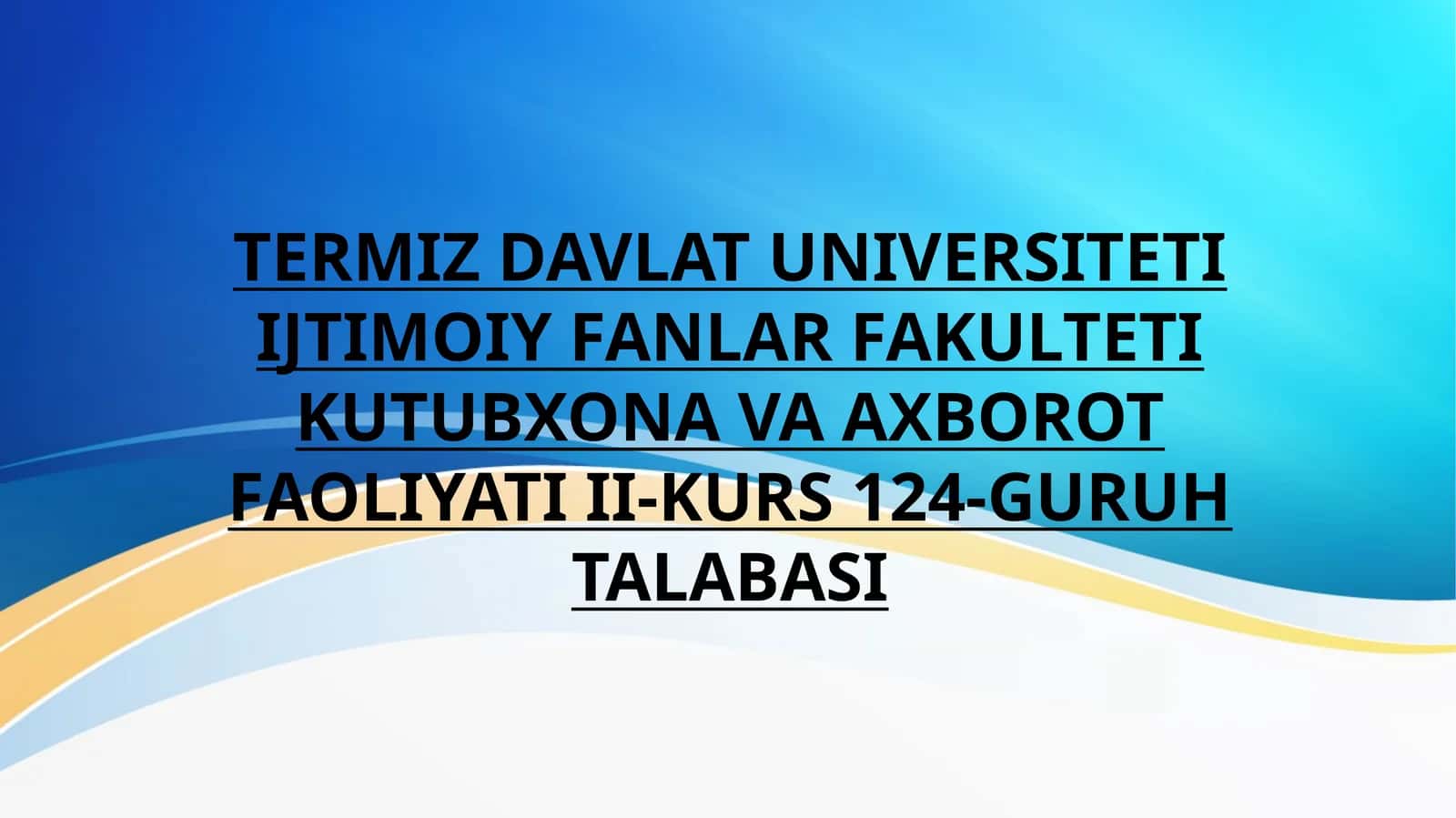ALISHER NAVOIY NOMIDAGI O`ZBEKISTON MILLIY KUTUBXONASINING FAOLIYATI MAVZUSIDA TAYYORLAGAN TAQDIMOTI