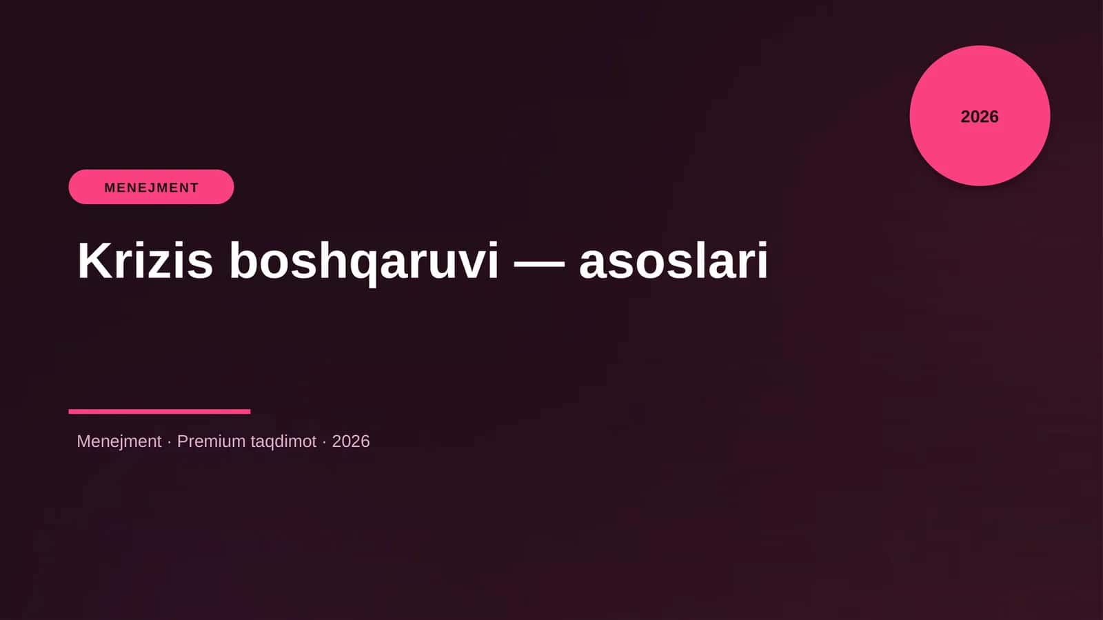 Krizis boshqaruvi — asoslari