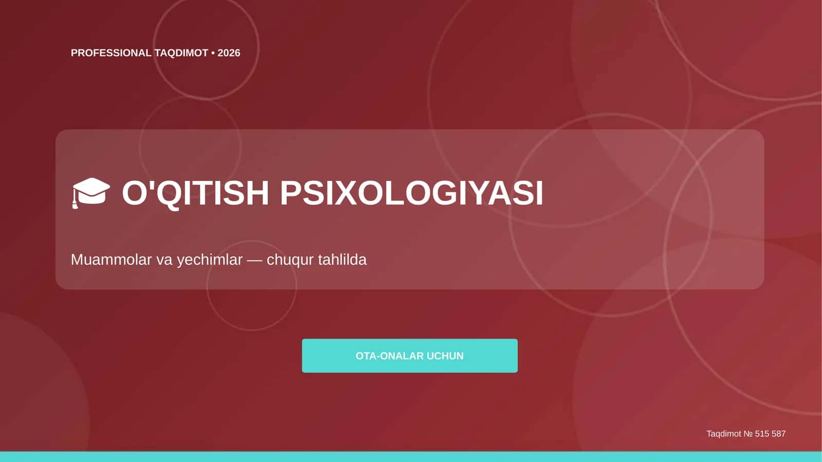 O'QITISH PSIXOLOGIYASI