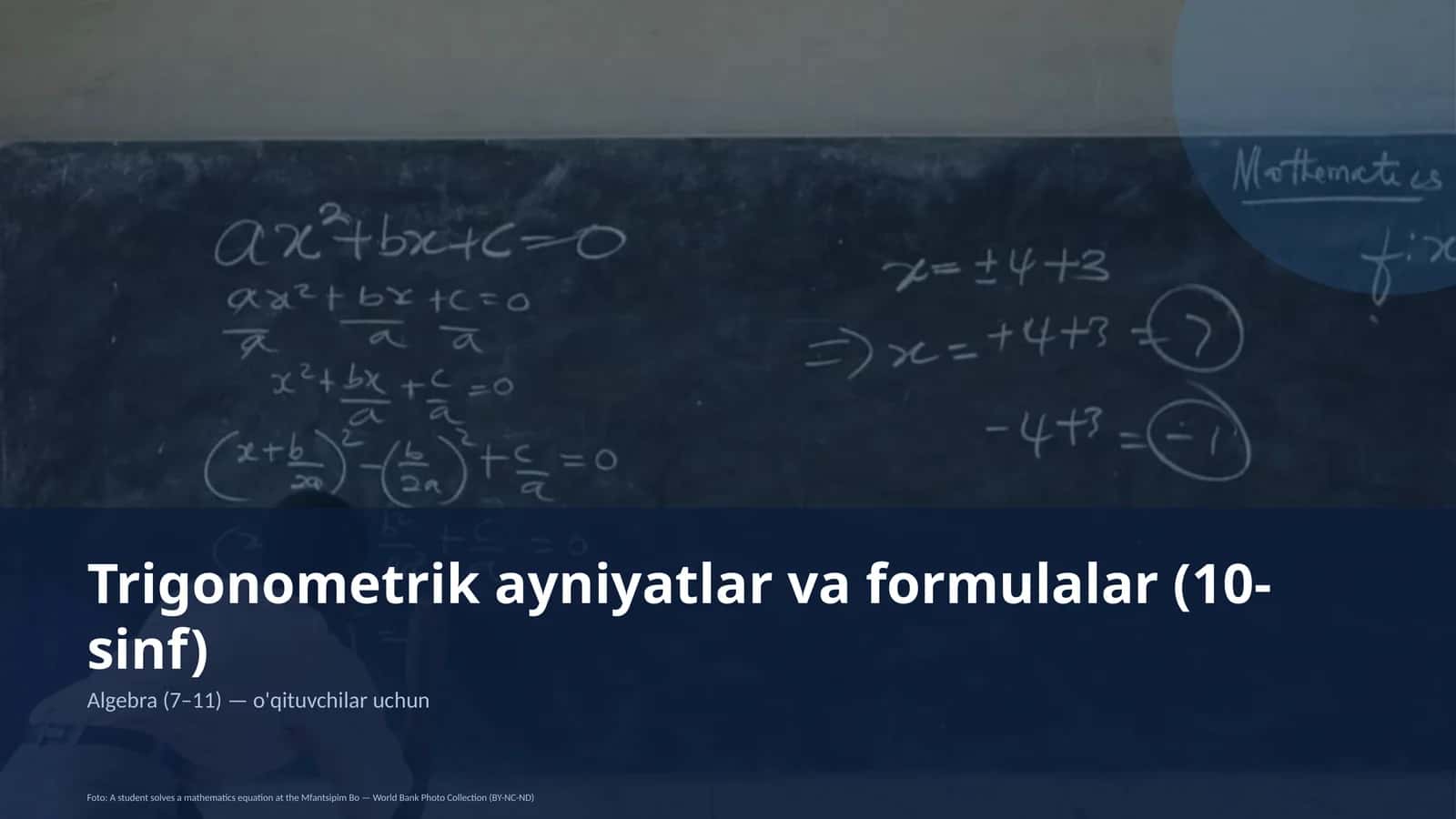 Trigonometrik ayniyatlar va formulalar (10-sinf)