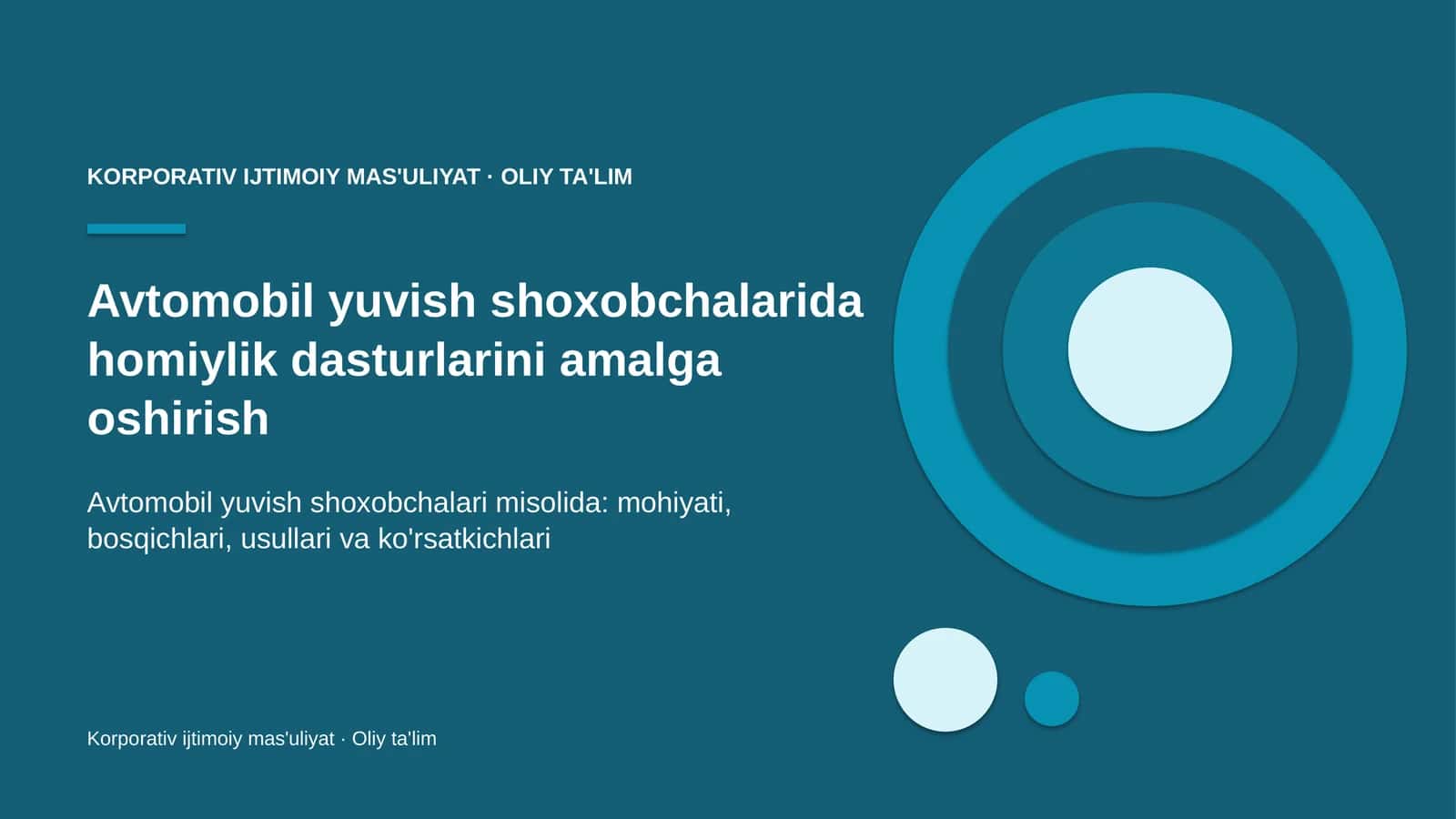 Avtomobil yuvish shoxobchalarida homiylik dasturlarini amalga oshirish