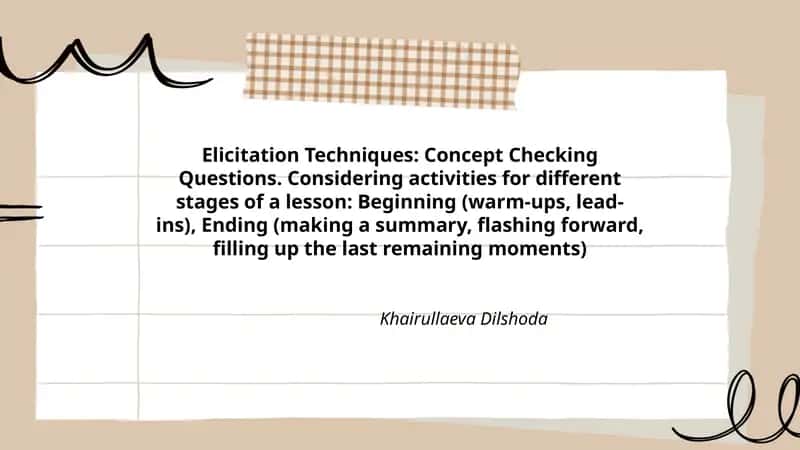 Elicitation Techniques: Concept Checking Questions