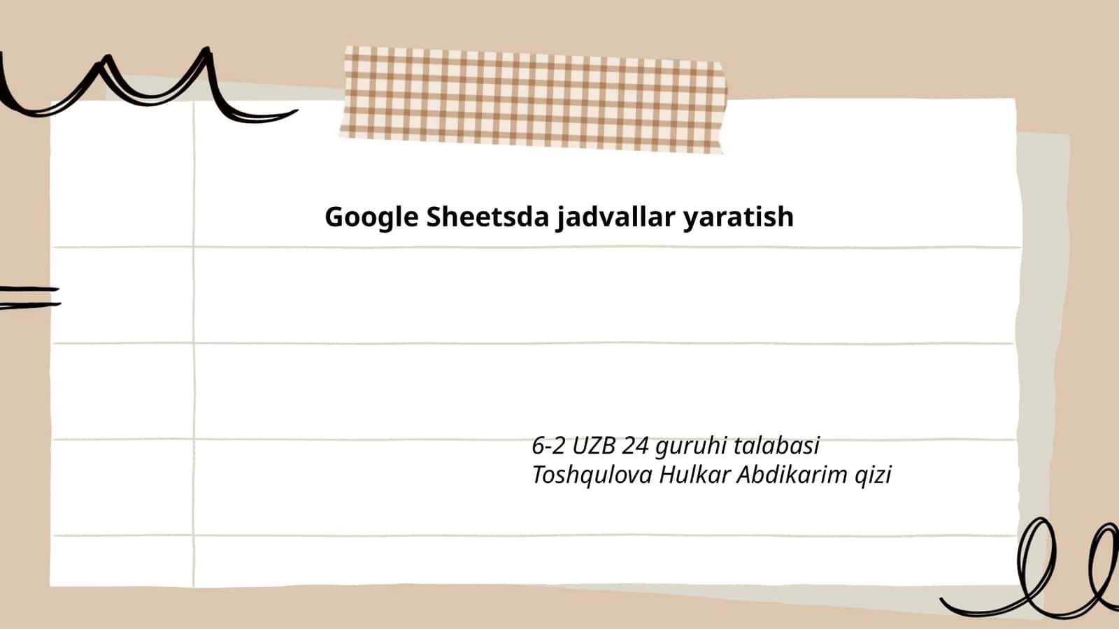 Google Sheetsda jadvallar yaratish