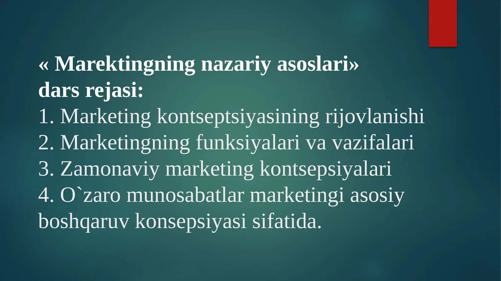 Marektingning nazariy asoslari