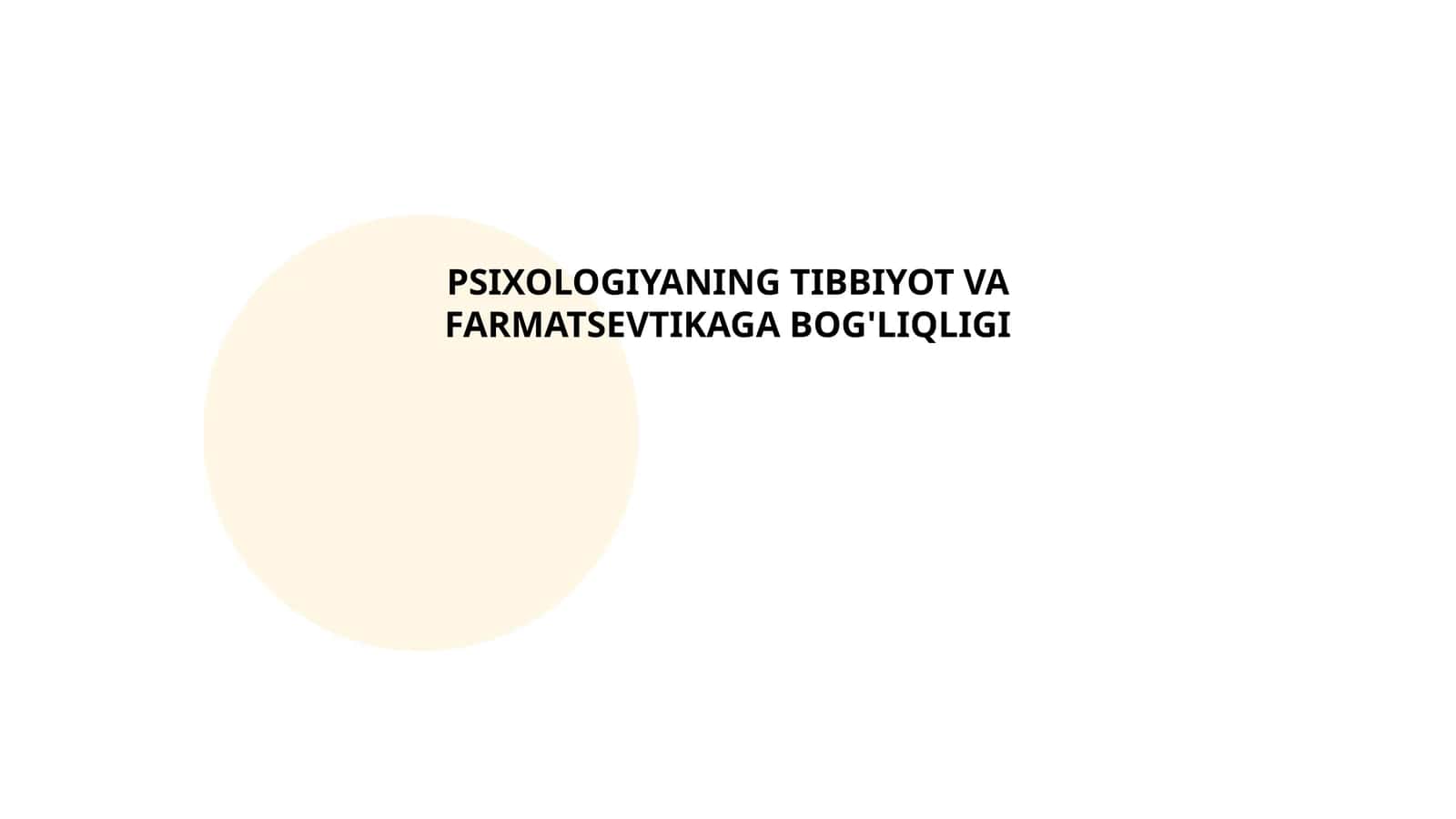 Psixologiyani Tibbiy va Farmatsevtikaga Bog'liqlik