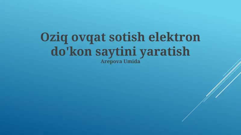 Onlayn Oziq-ovqat Do'koni Yaratish