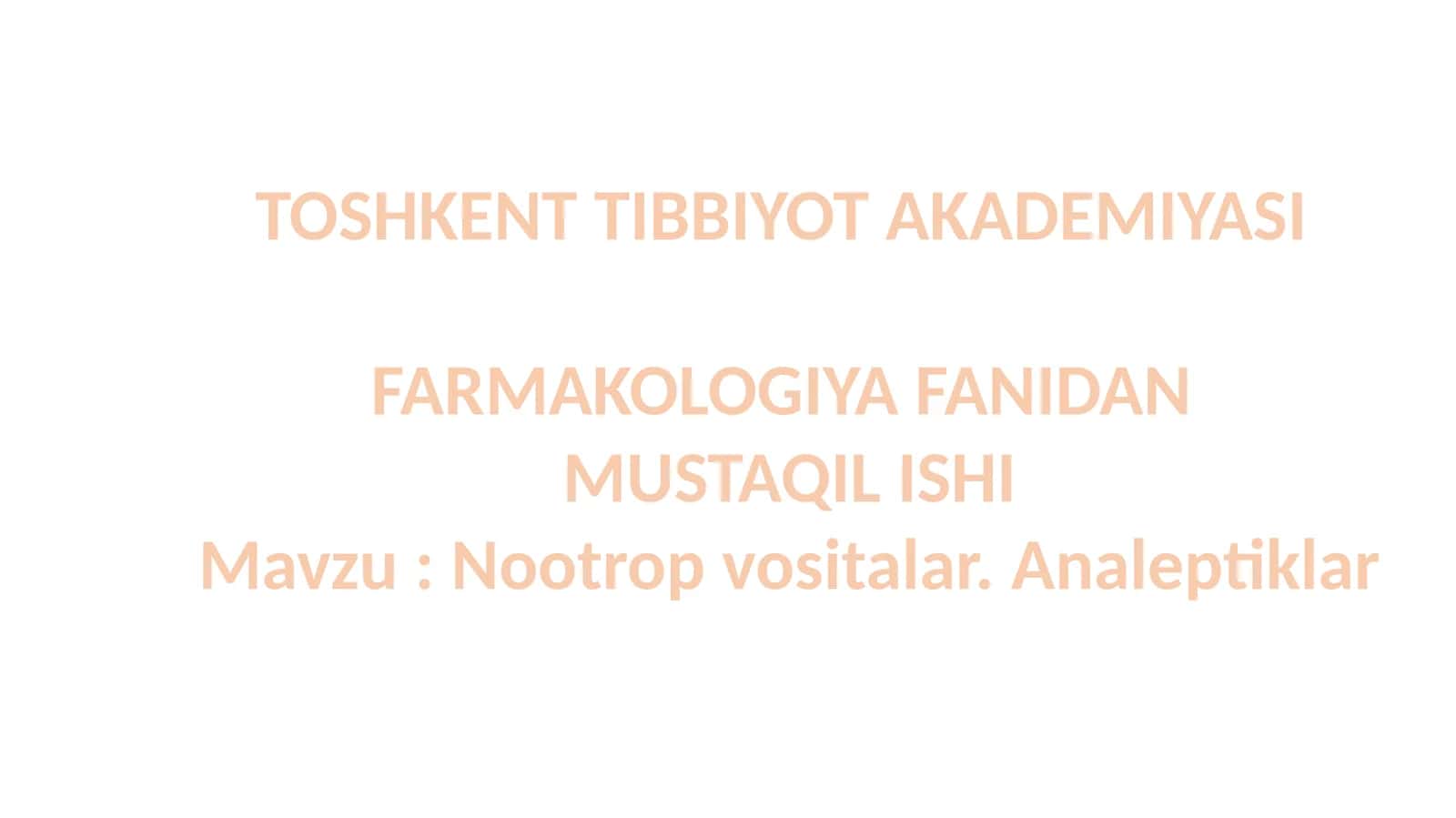 Nootropvositalar.Analeptiklar - Tropikamid