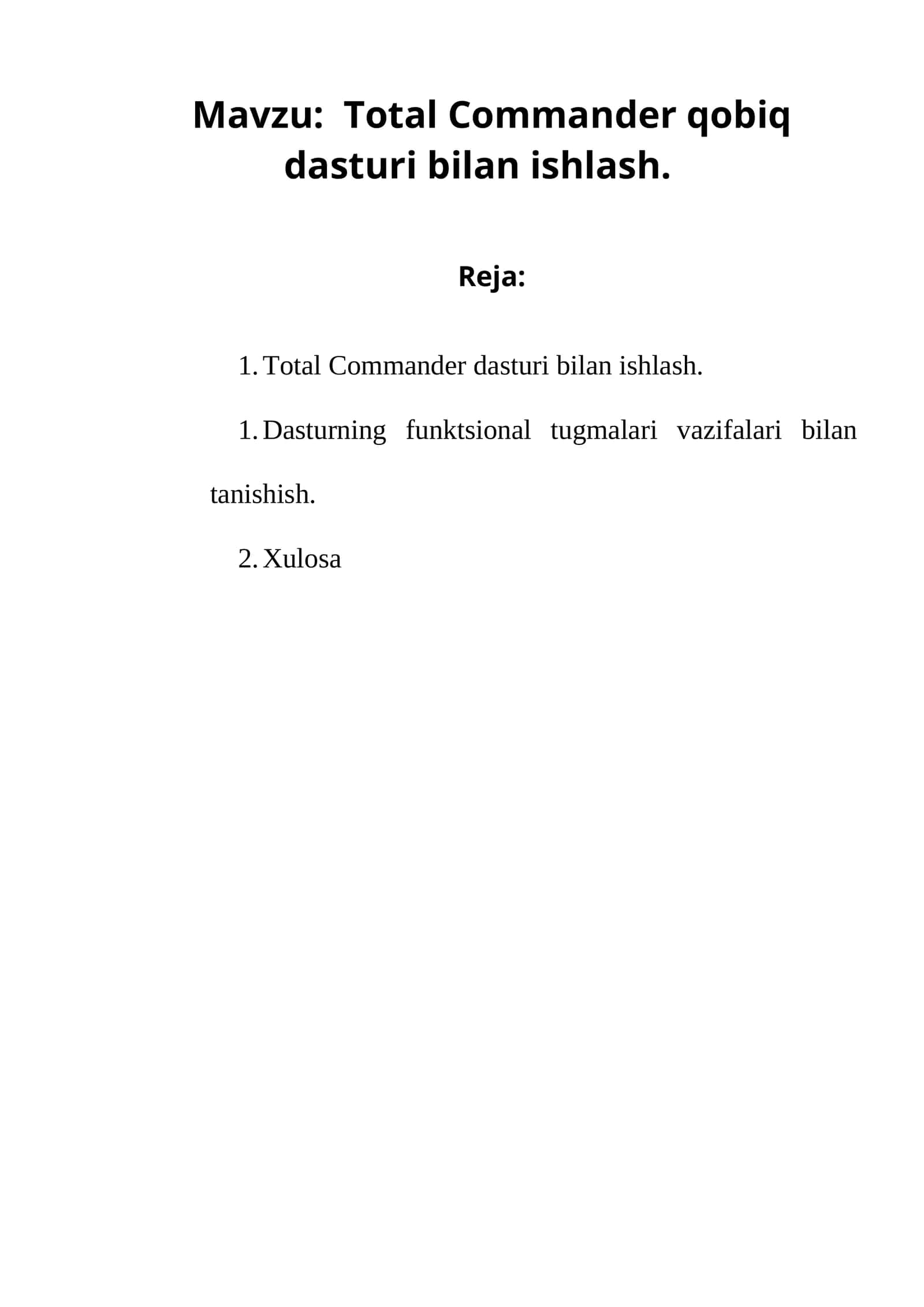 Total Commander qobiq dasturi bilan ishlash