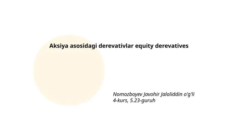 Aksiya asosidagi deriyativlar