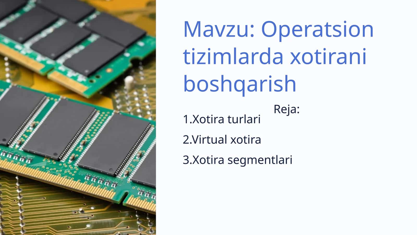 Operatsion tizimlarda xotirani boshqarish