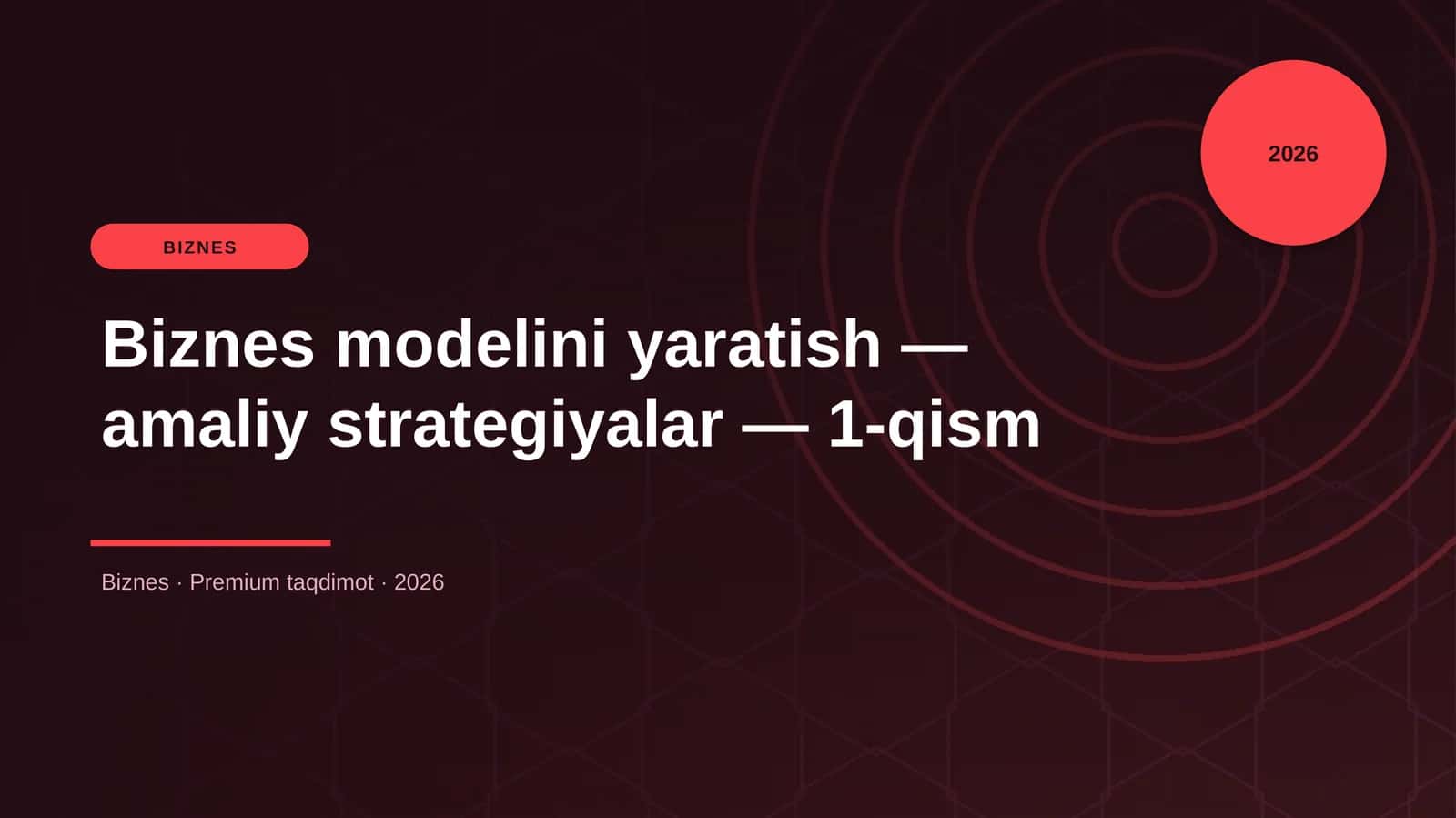 Biznes modelini yaratish — amaliy strategiyalar — 1-qism