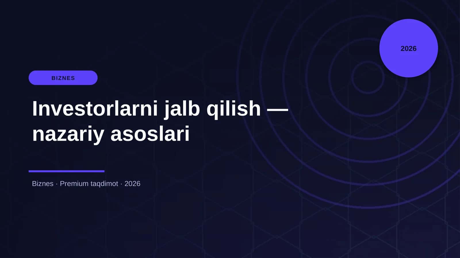 Investorlarni jalb qilish — nazariy asoslari