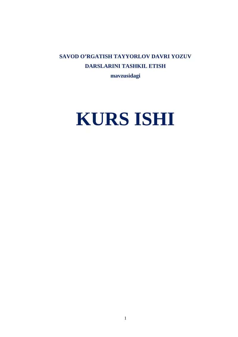 Savod o`rgatish tayyorlov davri yozuv darslarini tashkil etish