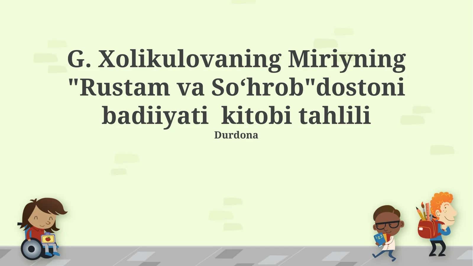 "Rustam va Soʻhrob"dostoni badiiyati kitobi tahlili