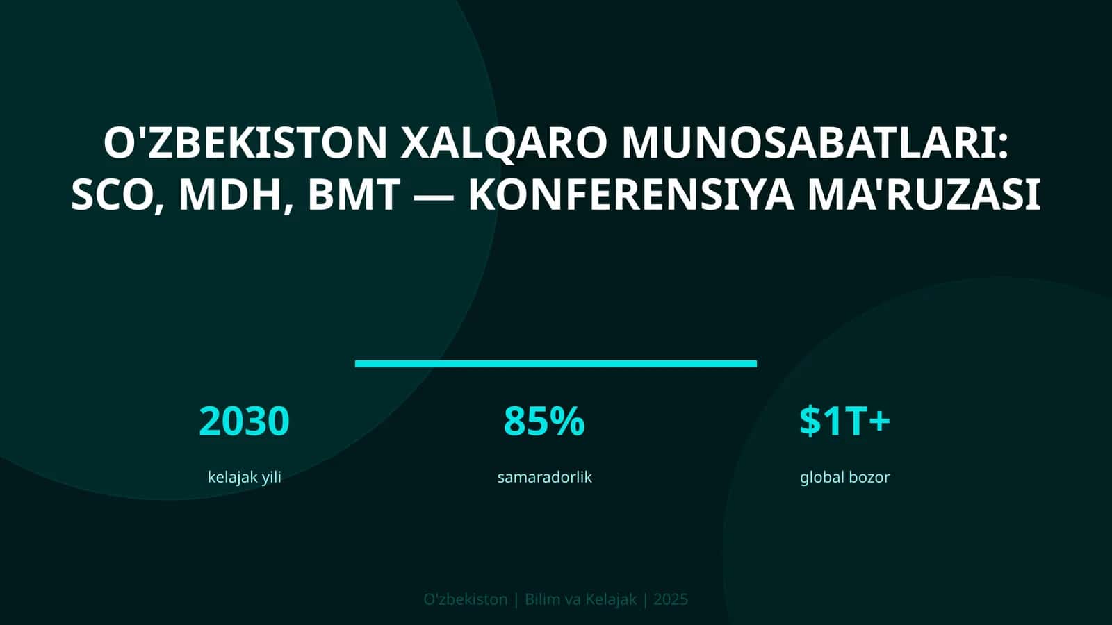 O'zbekiston xalqaro munosabatlari: SCO, MDH, BMT — konferensiya ma'ruzasi